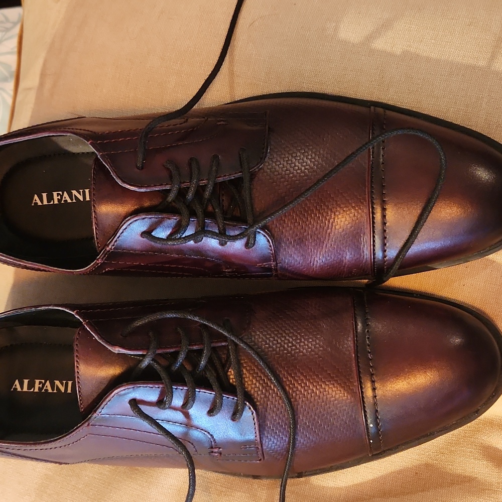 Men's Alfani Sullivan Cap Toe Brown Leather Upper Shoes Size 11
